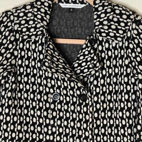 Diane von Furstenberg Wool Cotton Jacquard Cropped Jacket Quiet Luxury Sz 4 USA - Picture 9 of 10